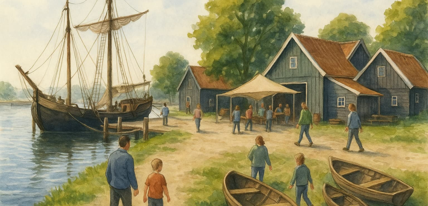Illustratie van publiek op het werf